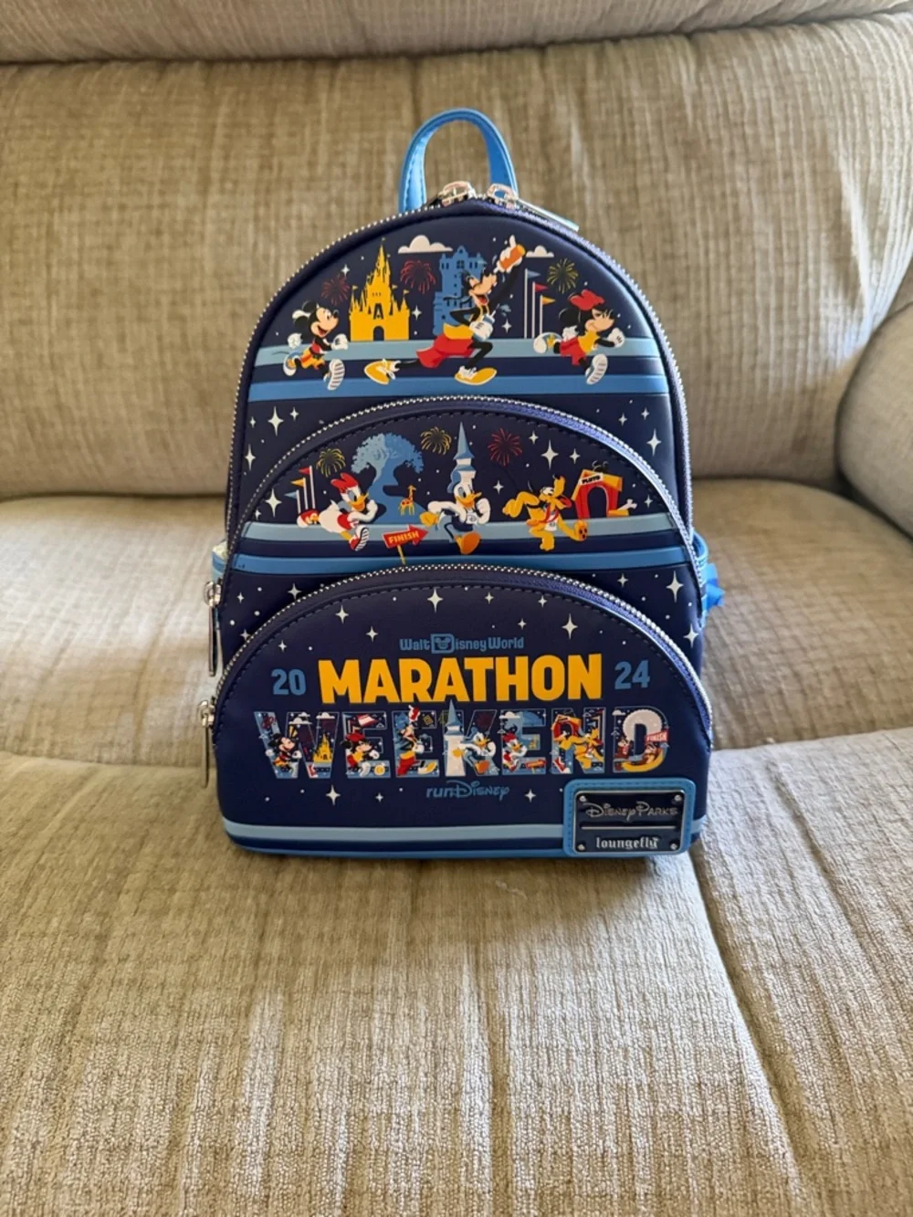 Loungefly Walt Disney World 2024 Marathon Weekend Navy Blue Mini Backpack